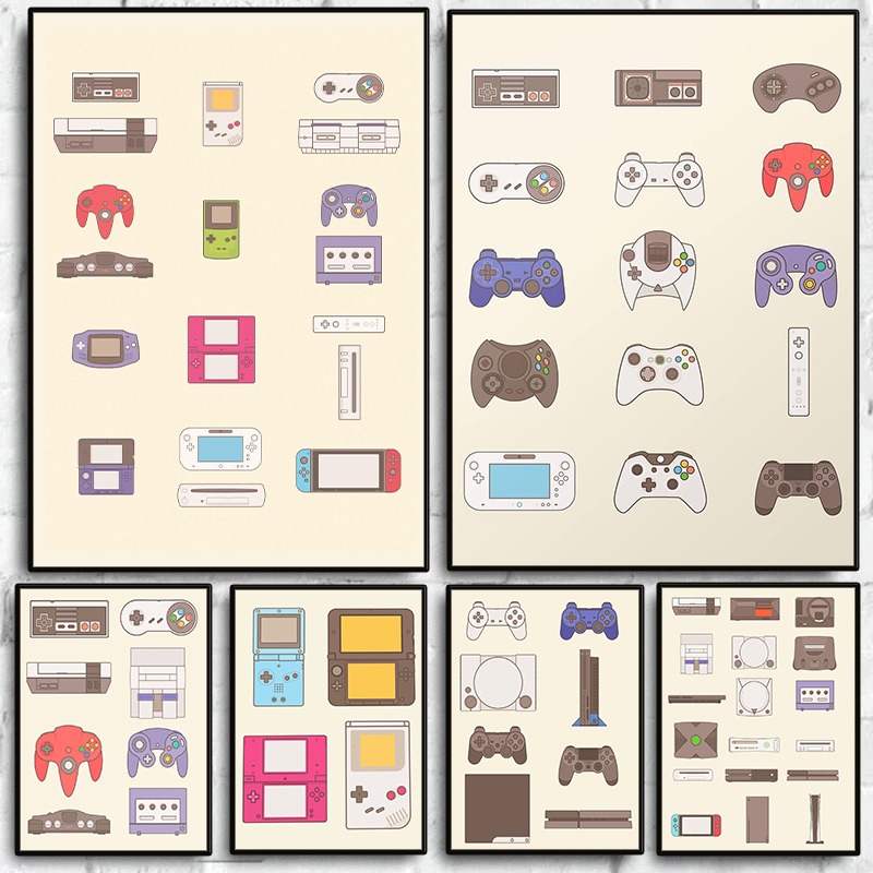 비디오 게임 휴대용 및 콘솔 진화 포스터 게임패드 캔버 - Gaming Console In 리뷰 및 가격